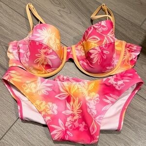 Neon Hibiscus Floral Bikini Set